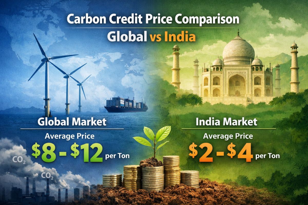 Carbon Credit Price Comparison Global vs India