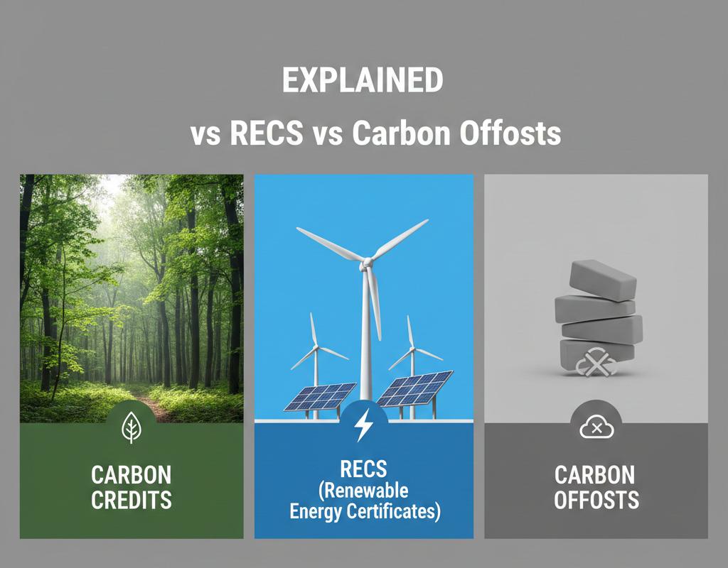 Carbon Credits vs RECs vs Carbon Offsets