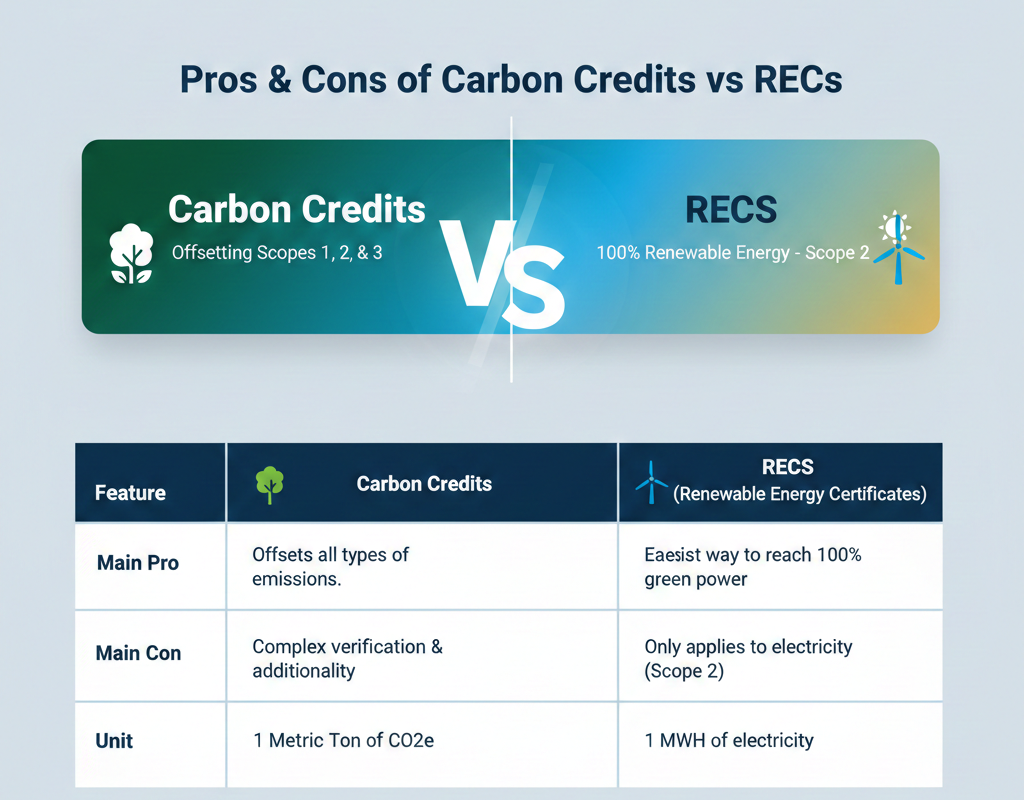 Pros and Cons of Carbon Credits vs RECs